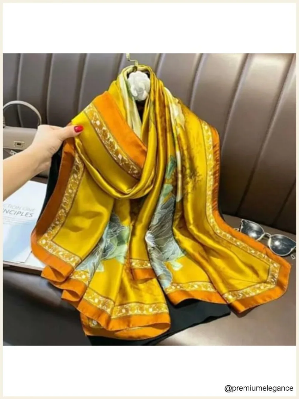 Silk Feeling Floral Scarf Lightweight Long Satin Shawl Wrap for Women Dressy
